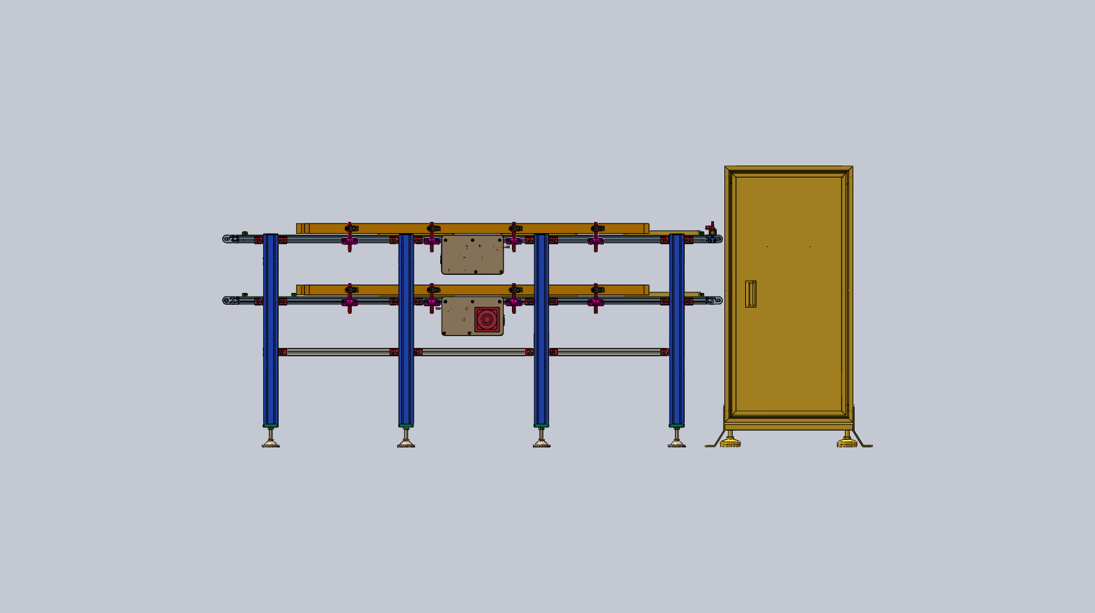Material tray lift assembly view one