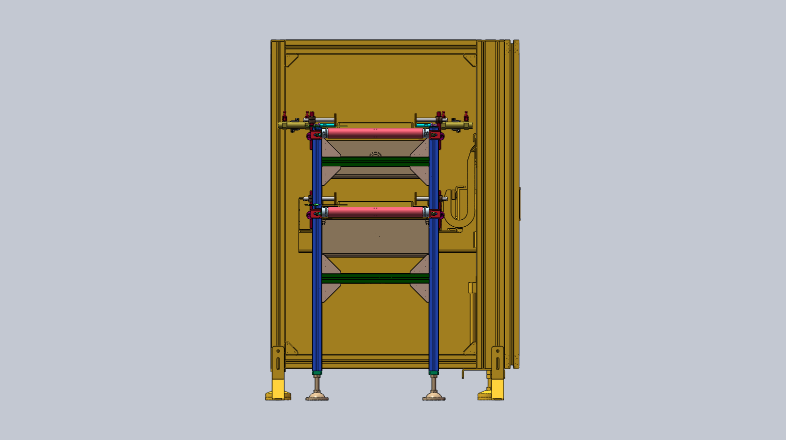 Material tray lift assembly view two
